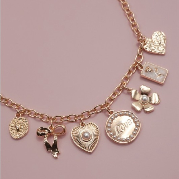 Love Bow Flower Charm Necklace - Picture 1 of 3